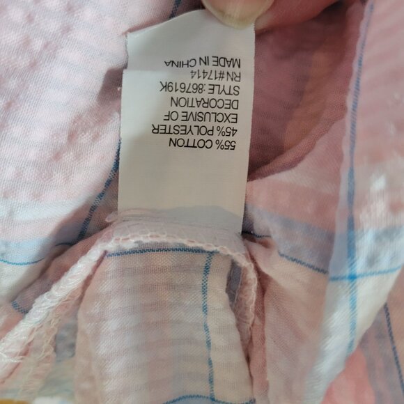 Miss Elaine Womens Zip Front Quilted Robe Medium Pink Plaid Embroidered Floral 3 - Picture 6 of 7